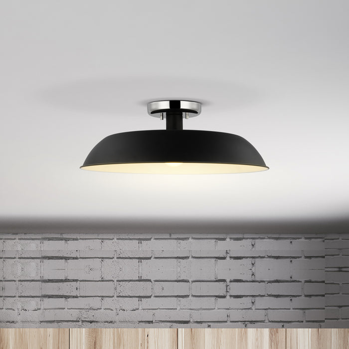 Colony One Light Flush Mount in Matte Black / Polished Nickel