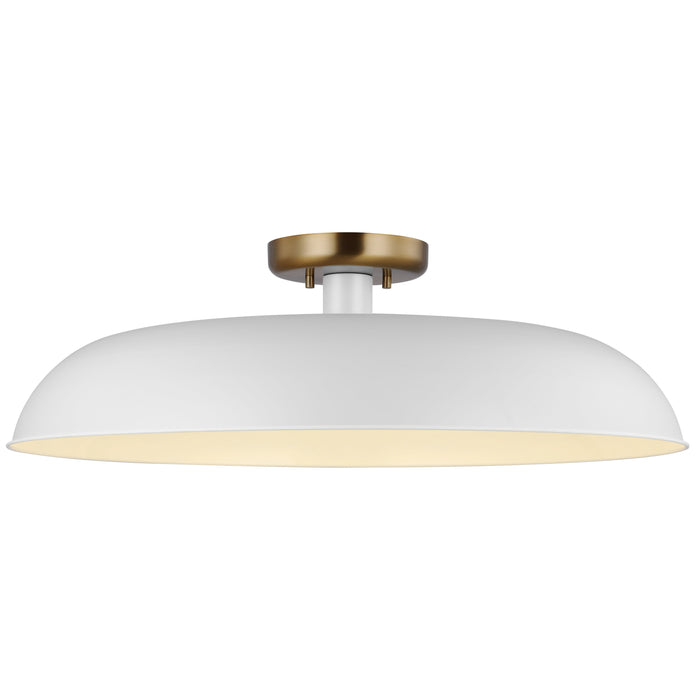 Colony One Light Flush Mount in Matte White / Burnished Brass