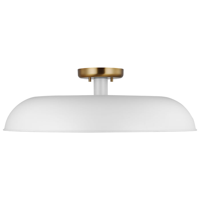 Colony One Light Flush Mount in Matte White / Burnished Brass