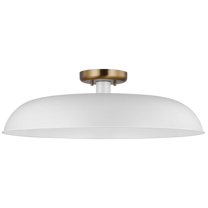 Colony One Light Flush Mount in Matte White / Burnished Brass