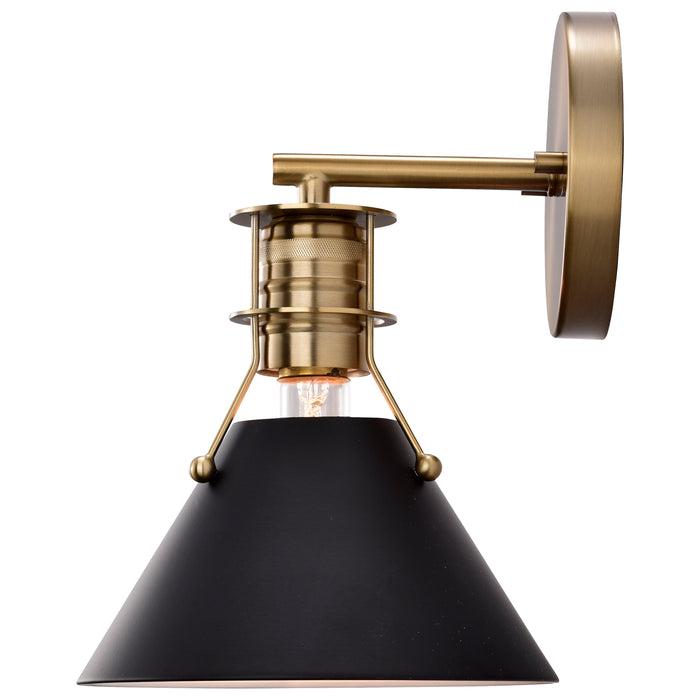 Outpost One Light Wall Sconce in Matte Black / Burnished Brass