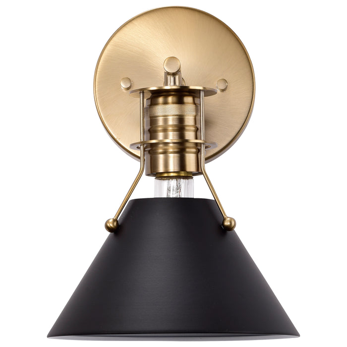 Outpost One Light Wall Sconce in Matte Black / Burnished Brass