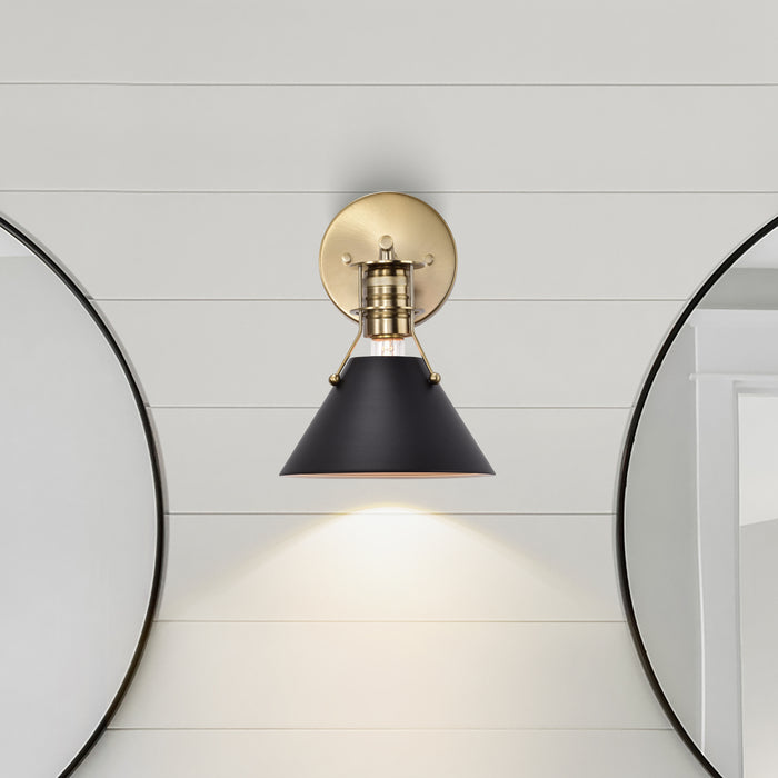 Outpost One Light Wall Sconce in Matte Black / Burnished Brass