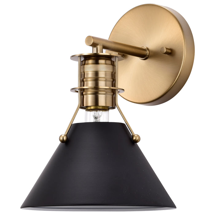 Outpost One Light Wall Sconce in Matte Black / Burnished Brass