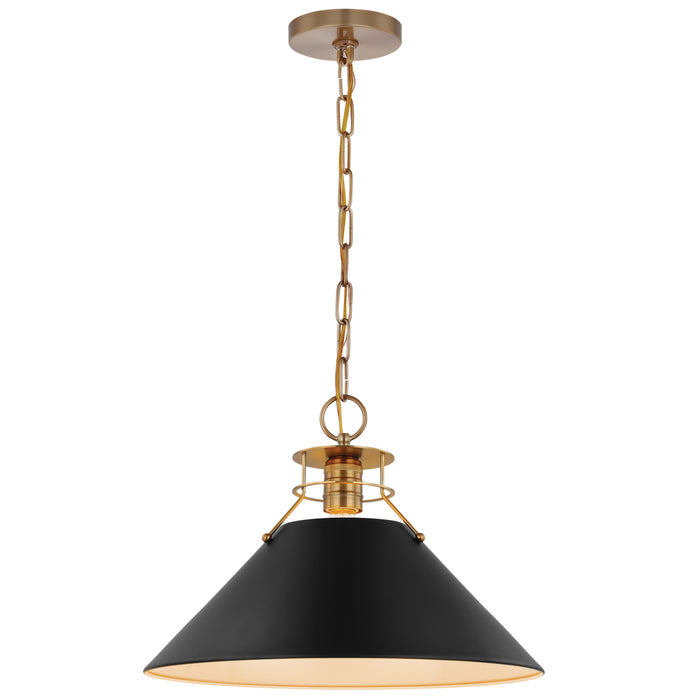 Outpost One Light Pendant in Matte Black / Burnished Brass