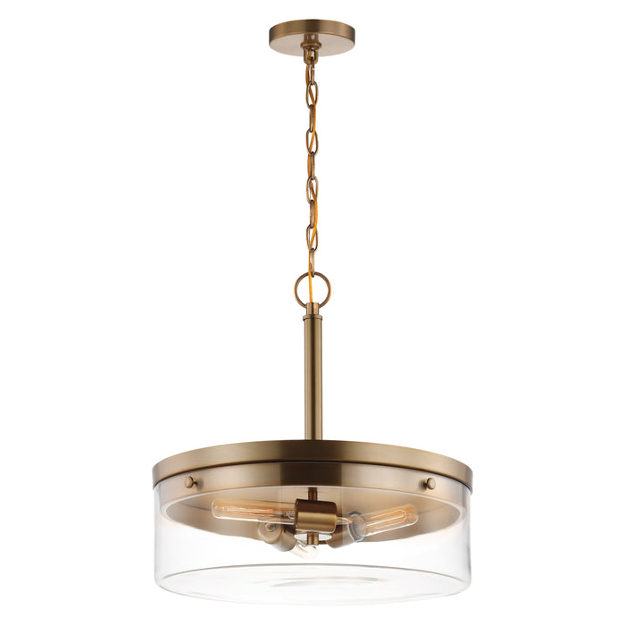 Intersection Three Light Pendant in Burnished Brass