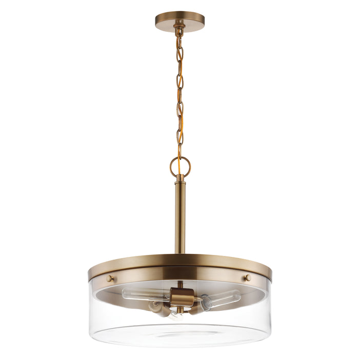 Intersection Three Light Pendant in Burnished Brass