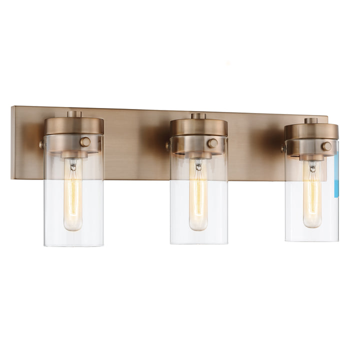 Intersection Three Light Vanity in Burnished Brass