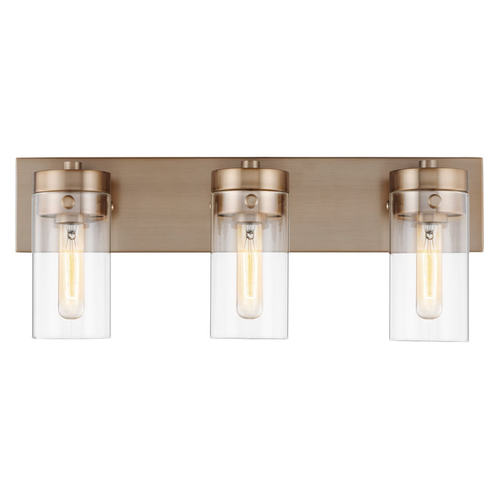 Intersection Three Light Vanity in Burnished Brass