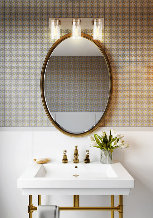 Intersection Three Light Vanity in Burnished Brass