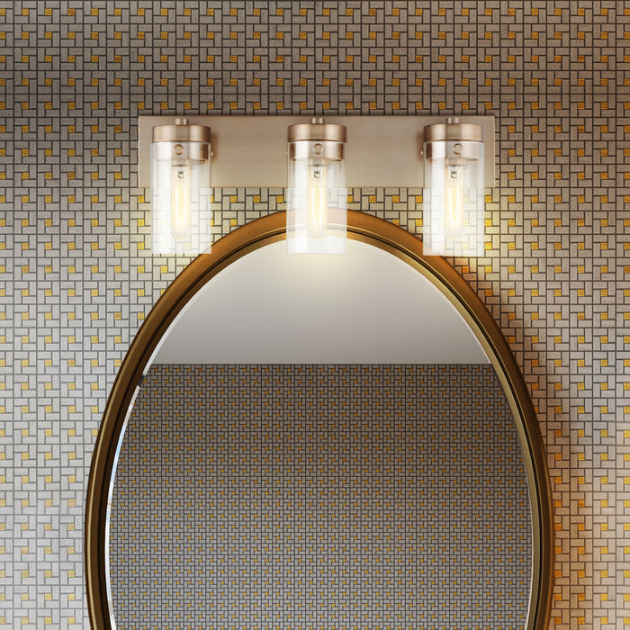 Intersection Three Light Vanity in Burnished Brass