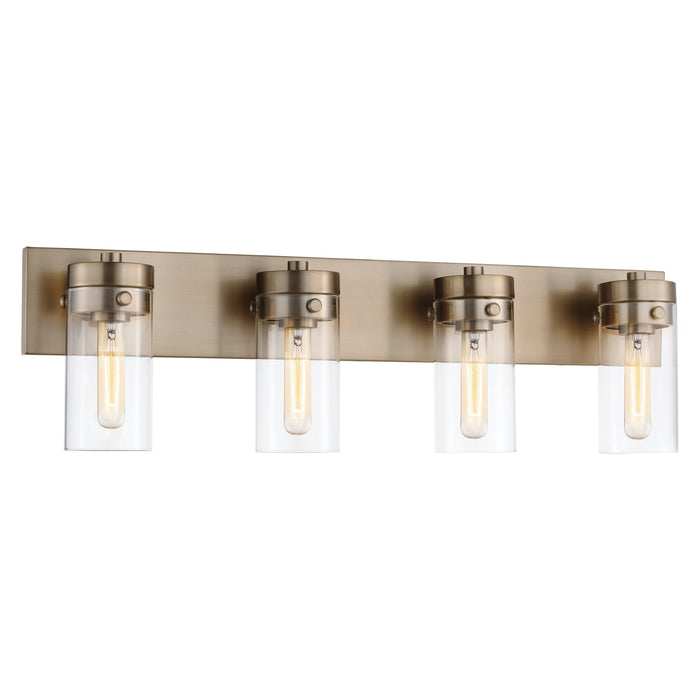 Intersection Four Light Vanity in Burnished Brass