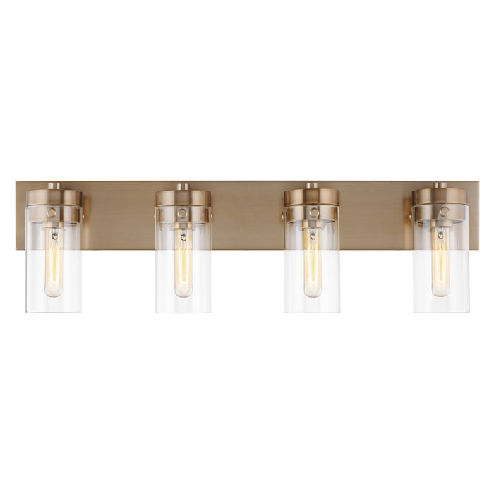 Intersection Four Light Vanity in Burnished Brass