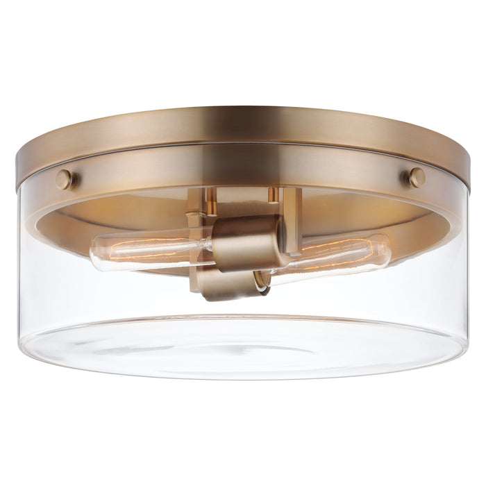 Intersection Two Light Flush Mount in Burnished Brass