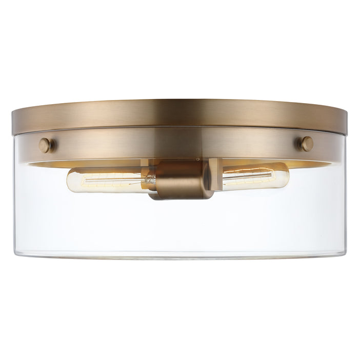 Intersection Two Light Flush Mount in Burnished Brass