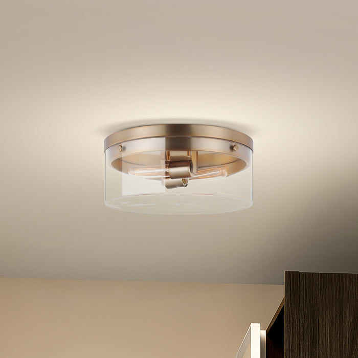 Intersection Two Light Flush Mount in Burnished Brass