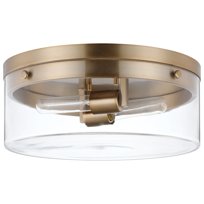 Intersection Two Light Flush Mount in Burnished Brass