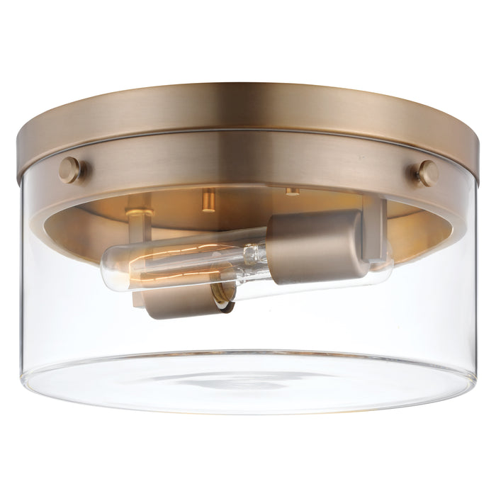 Intersection Two Light Flush Mount in Burnished Brass