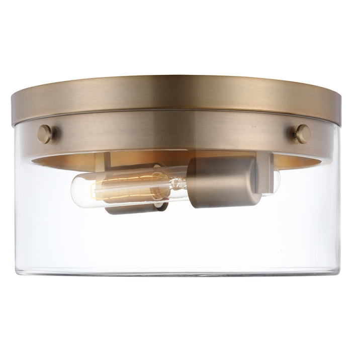 Intersection Two Light Flush Mount in Burnished Brass