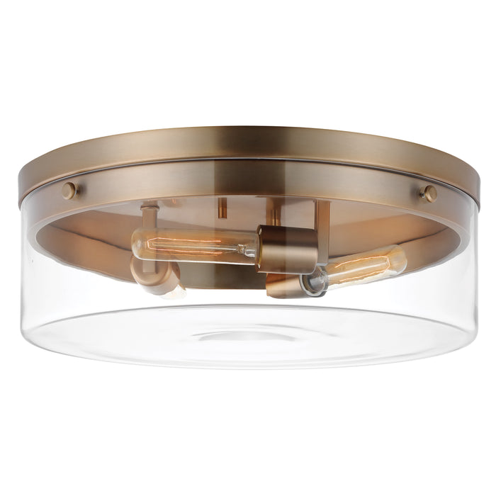 Intersection Three Light Flush Mount in Burnished Brass