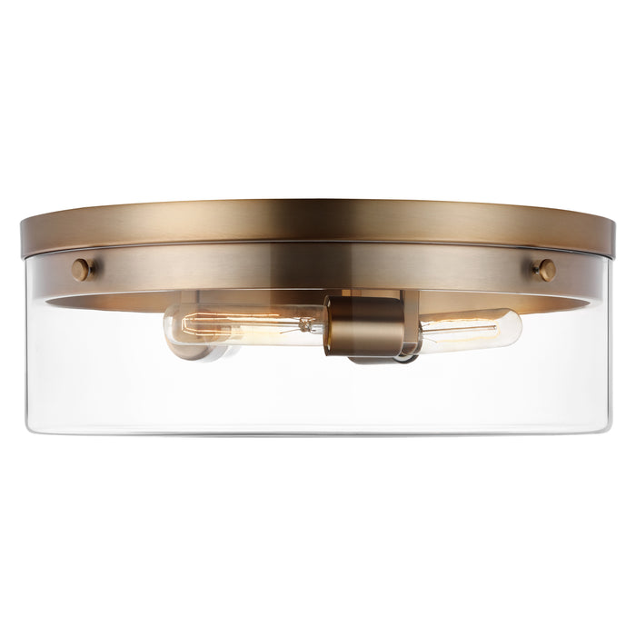 Intersection Three Light Flush Mount in Burnished Brass