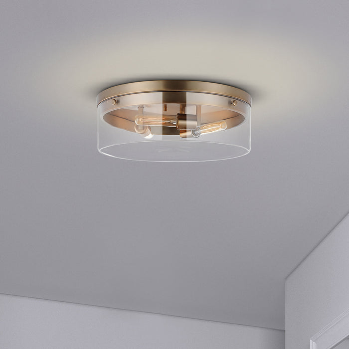 Intersection Three Light Flush Mount in Burnished Brass