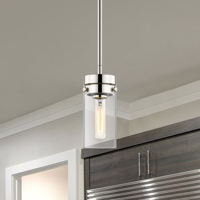 Intersection One Light Mini Pendant in Polished Nickel