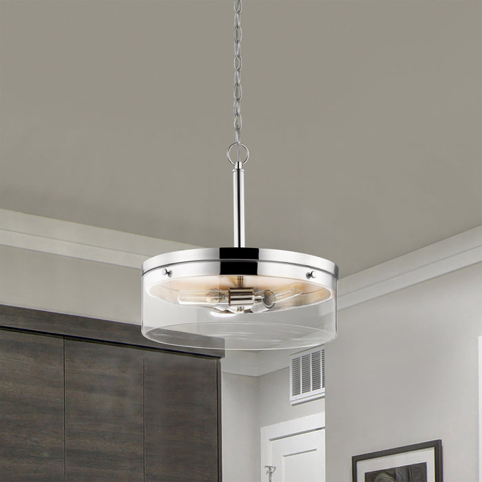 Intersection Three Light Pendant in Polished Nickel