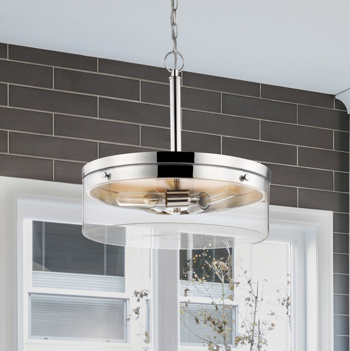 Intersection Three Light Pendant in Polished Nickel