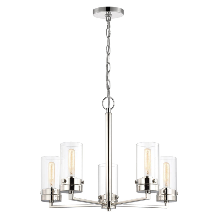 Intersection Five Light Chandelier in Polished Nickel