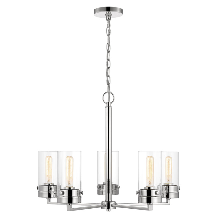 Intersection Five Light Chandelier in Polished Nickel