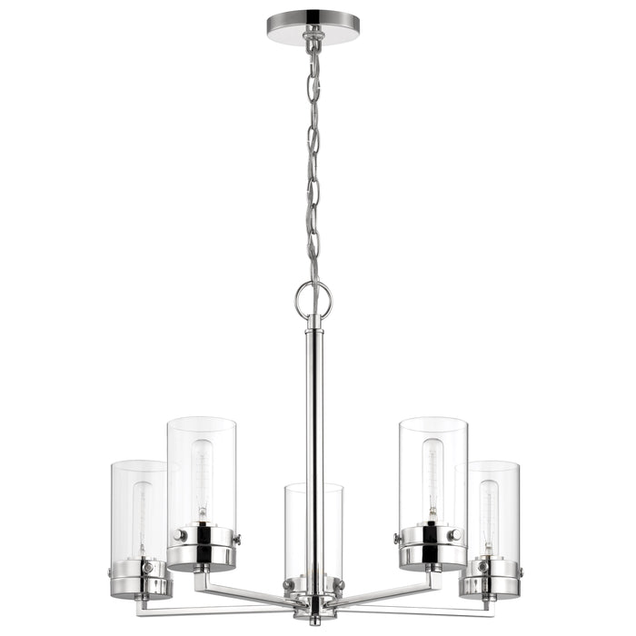 Intersection Five Light Chandelier in Polished Nickel