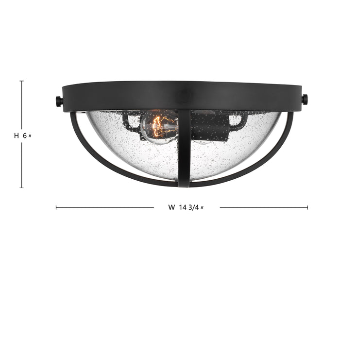 Lincoln Two Light Flush Mount in Matte Black