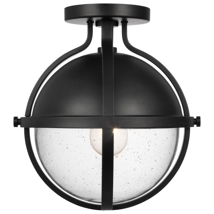 Lincoln One Light Semi Flush Mount in Matte Black