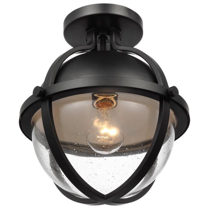 Lincoln One Light Semi Flush Mount in Matte Black