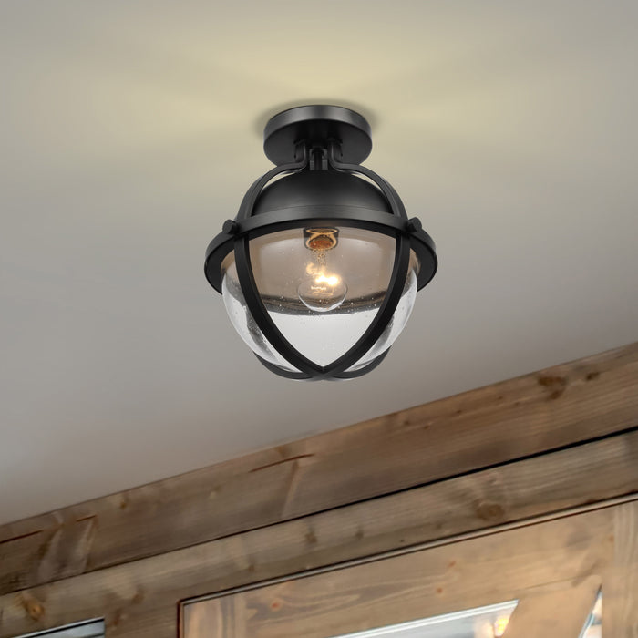 Lincoln One Light Semi Flush Mount in Matte Black