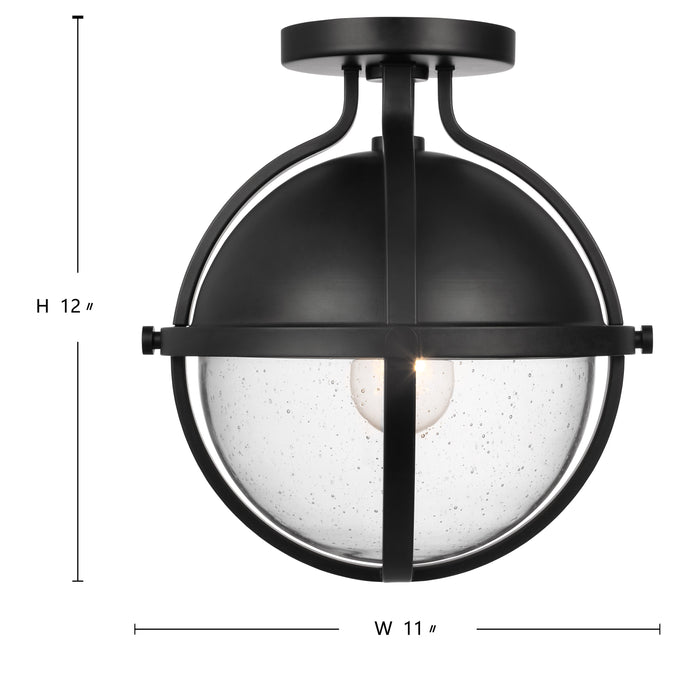 Lincoln One Light Semi Flush Mount in Matte Black