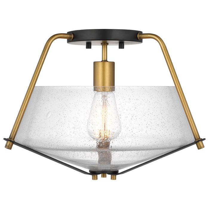 Starlight One Light Semi Flush Mount in Matte Black / Natural Brass