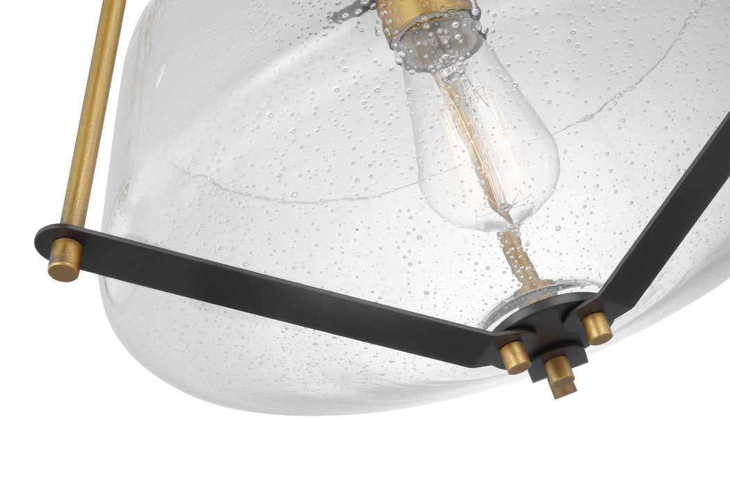 Starlight One Light Semi Flush Mount in Matte Black / Natural Brass