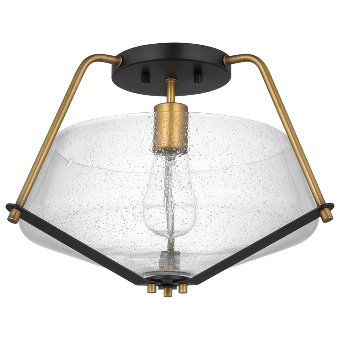 Starlight One Light Semi Flush Mount in Matte Black / Natural Brass