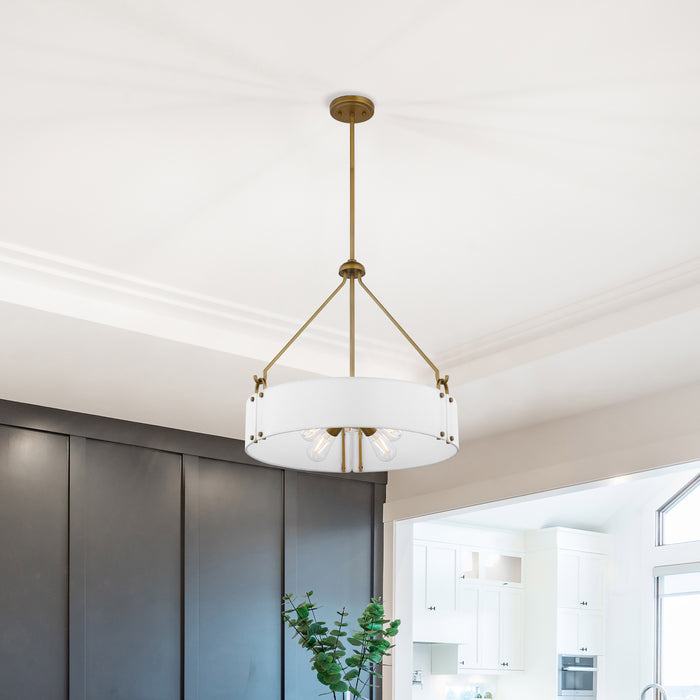 Halter Four Light Pendant in Natural Brass