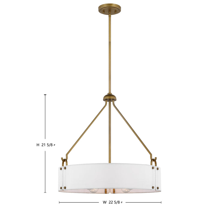 Halter Four Light Pendant in Natural Brass