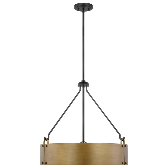 Halter Four Light Pendant in Matte Black / Natural Brass