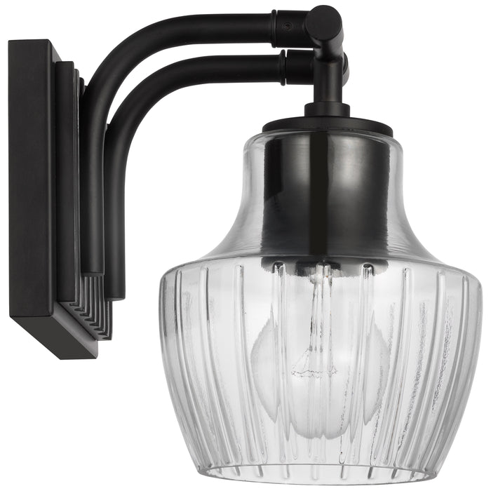 Destin One Light Vanity in Black / Silver Accents
