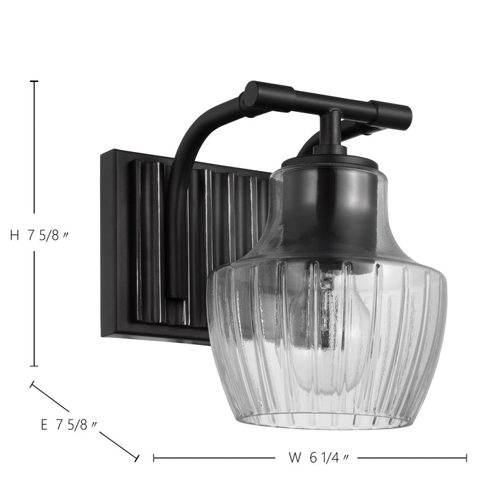 Destin One Light Vanity in Black / Silver Accents