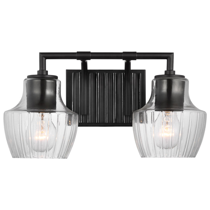 Destin Two Light Vanity in Black / Silver Accents