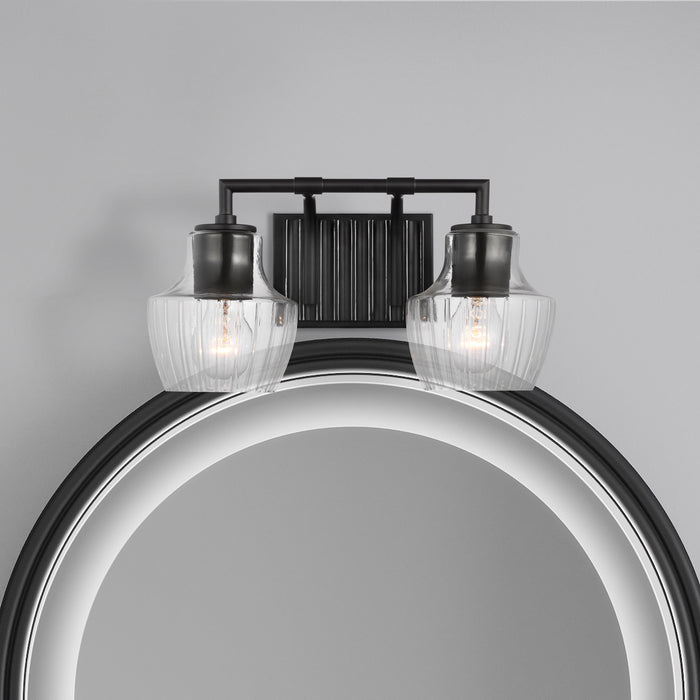 Destin Two Light Vanity in Black / Silver Accents