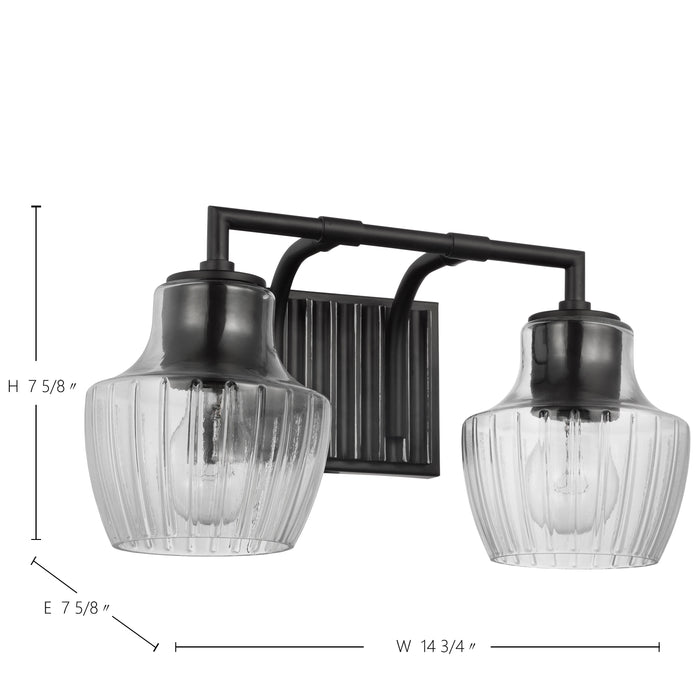 Destin Two Light Vanity in Black / Silver Accents