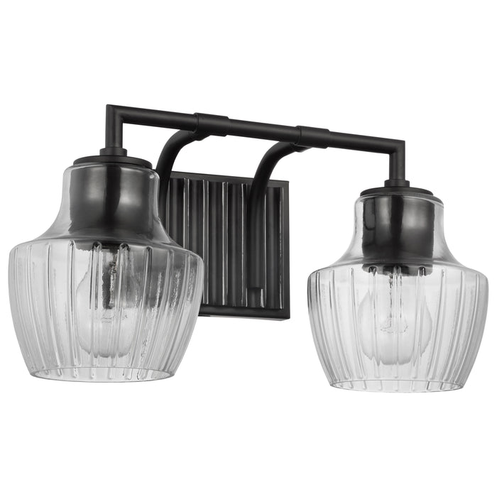 Destin Two Light Vanity in Black / Silver Accents