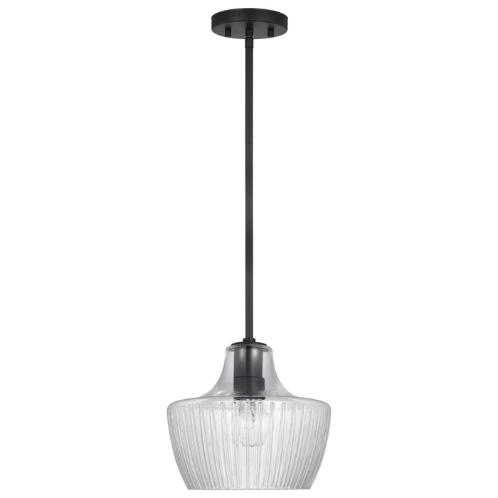 Destin One Light Mini Pendant in Black / Silver Accents